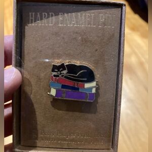 Cat with Books Hard Enamel Pin